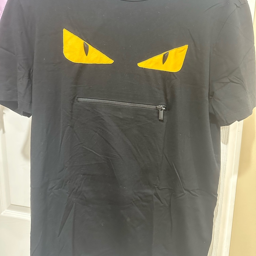 Fendi Black Tee with Yellow Eye Motif